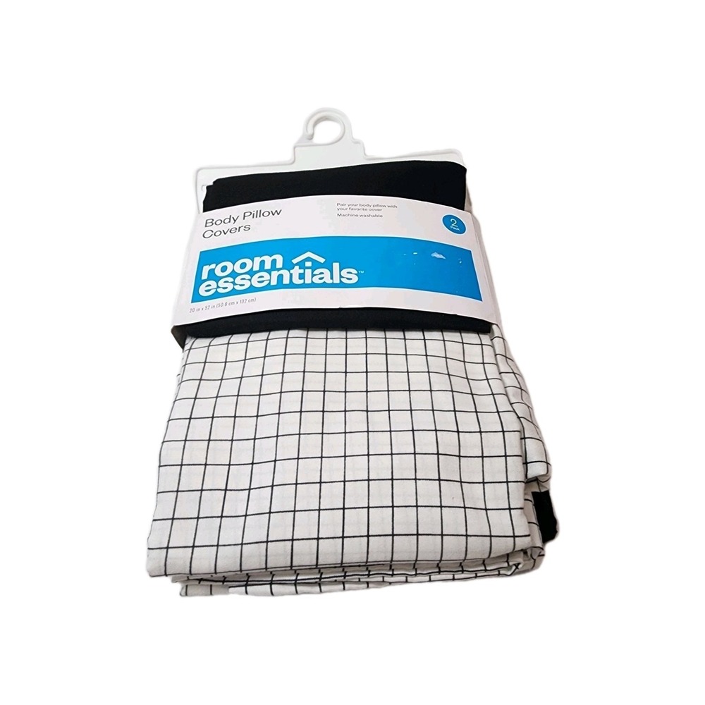 Body Pillow Covers 2 Pack Black And White Square 20x52 In Brand New Room...